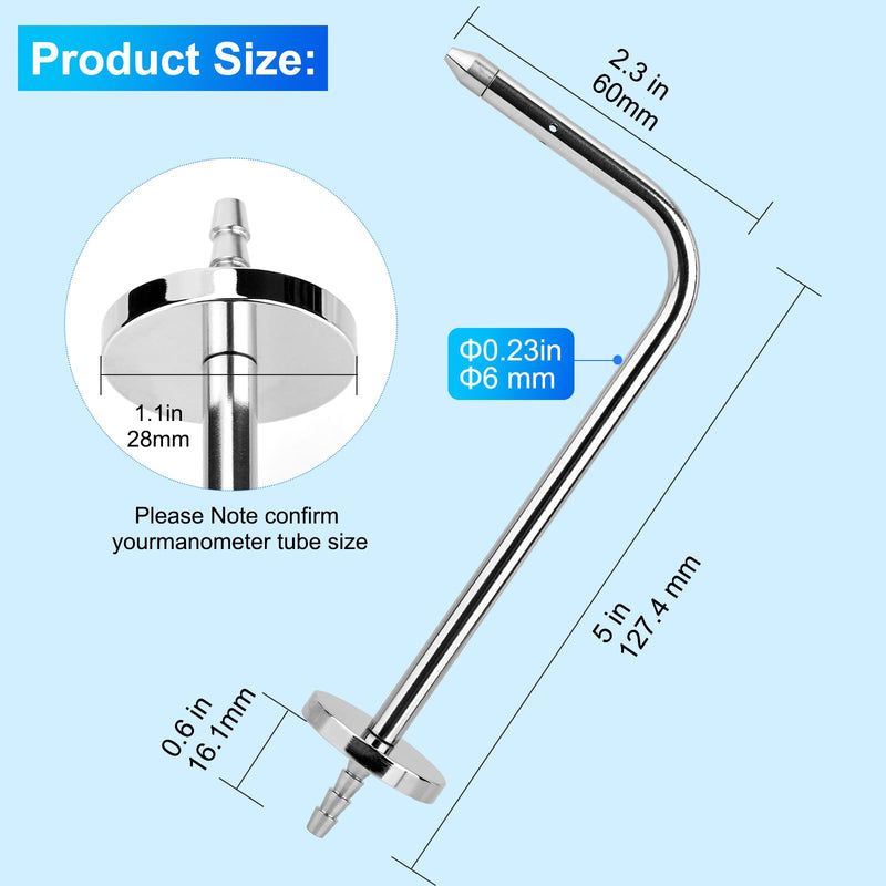 Static Pressure Probes Compatible with Fieldpiece Manometers AMIN2, ADMN2, SDMN5,Stainless Steel Probes for HVAC Pitot Static Tube Fit (2 PCS)