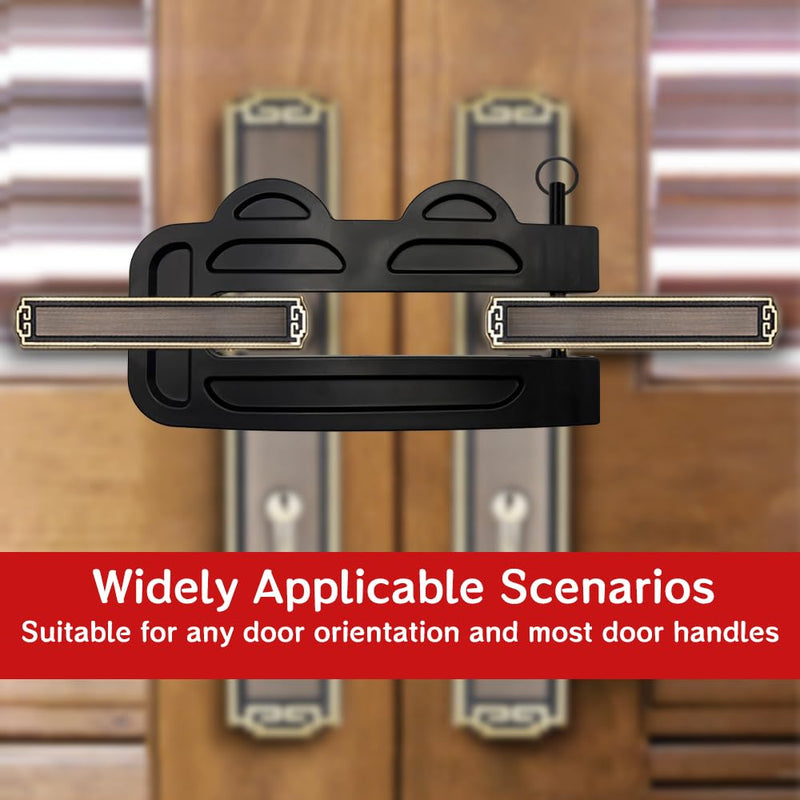 Double Door Locks for French Doors Adjustable Childproof French Door Security, Prevent Kick Ins, 3-Position Pin Slot Safety Unibody Design Reinforcement Lock Prevent Home Unauthorized Entry(Black)