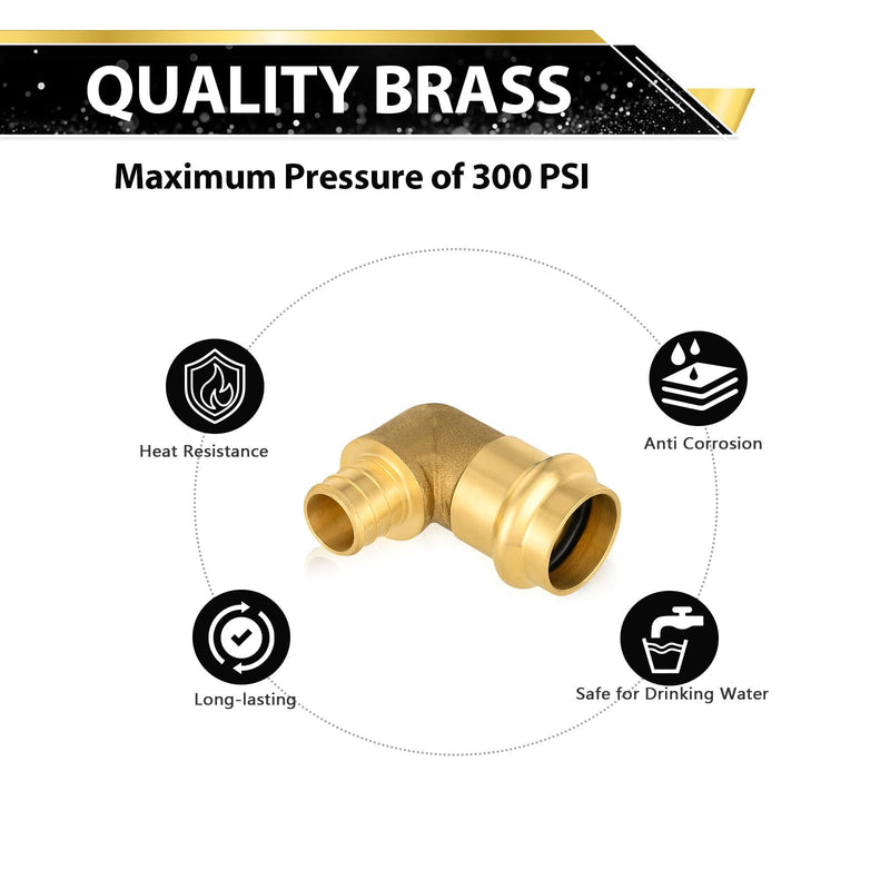 10 Pack FOSKAN Copper Press PEX Elbow, 3/4" Press x 3/4" PEX Crimp 10 3/4"press x 3/4"pex