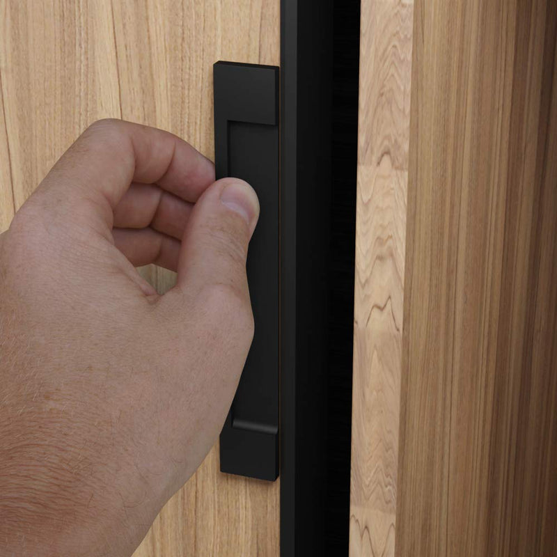 HRX STB Self-Adhesive Edge Fingerpull Door Handle - Screwless, Peel and Stick on Glass, Wood, Metal, Plastic - Sliding Doors Knob for Kitchen Fronts, Drawers & Dressers Panels - 2 Pack - Black