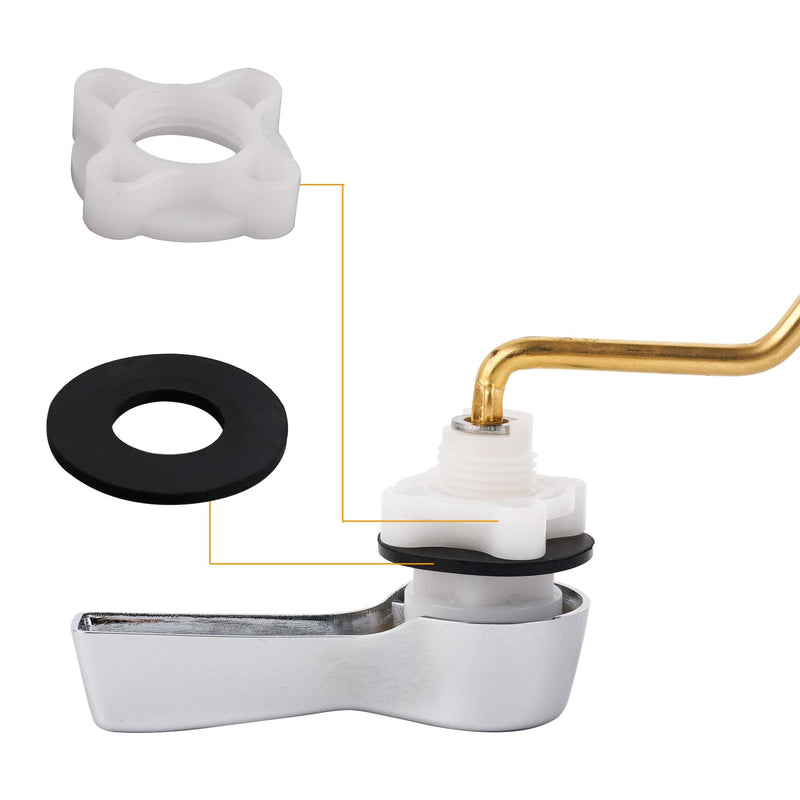 Hibbent 2 Pack Universal Side Mount Toilet Handle Angle-Mount Adjustable Trip Lever Tank Flush Lever Replacement Handle with 2 Pieces Stainless Steel Flapper Chains for Most Side Mount Toilets-Chrome Chrome