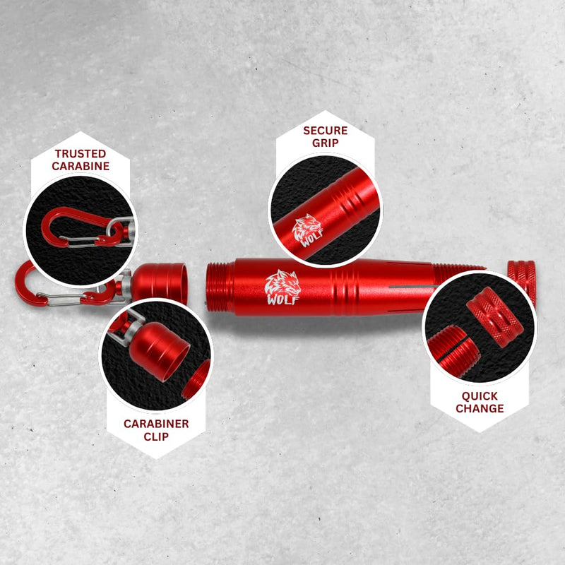 WOLF Metal Lumber Keel Crayon Holder | ½’’ Round or Hexagonal | Ferro Rod | Ambidextrous & Contoured Grip Handle | Construction Carpenter Hi-Viz Lime