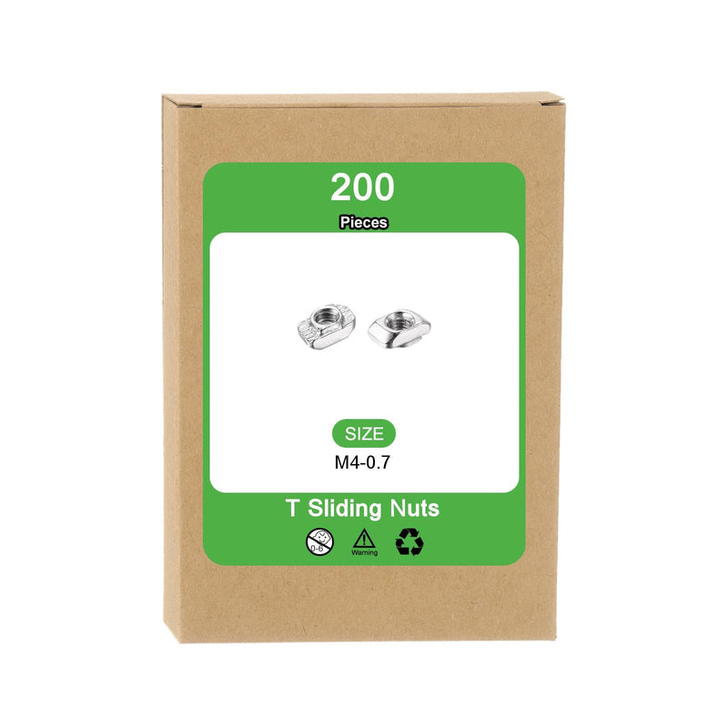 uxcell 200Pcs M4 T Nuts Sliding T Slot Nut Fastener Carbon Steel Nickel Plated Half Round Roll in Sliding Aluminum Profile Accessories 2020 Series M4-0.7x10x6x4.4mm 200