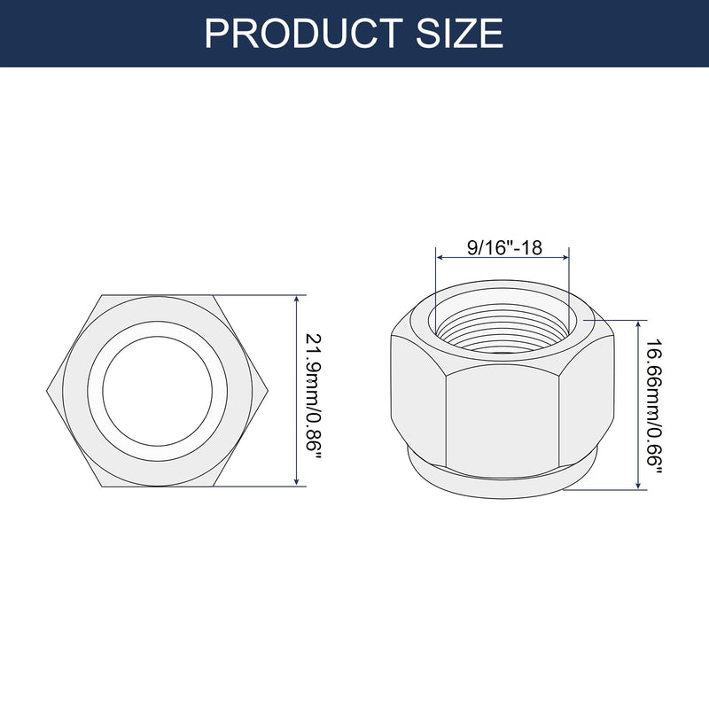 uxcell 8Pcs 9/16"-18 Nylon Insert Hex Lock Nuts, Carbon Steel Self-Locking Nylon Insert Stop Nut for Industrial Construction Fasteners, White&White 8