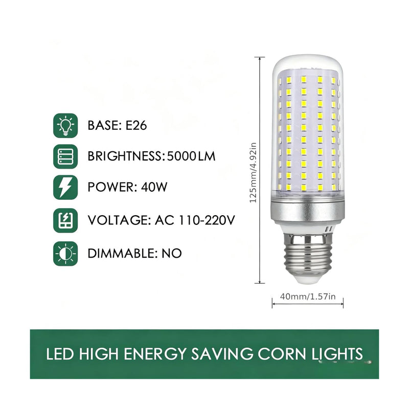 HJFF 4pcs LED Light Bulb 5000LM 350w Equivalent Super Bright 6000K Cool Daylight White 40W LEDs Bulb E26/E27 Medium Base for Outdoor Indoor Home Garage Backyard LED Corn Light Bulb 40w 5000k