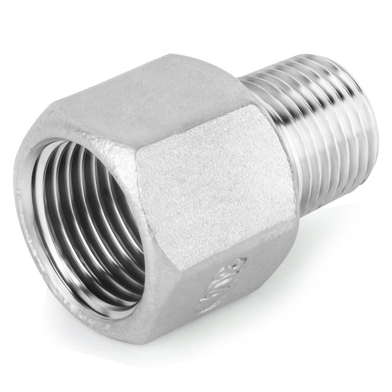TAISHER 5PCS 304 Stainless Steel Pipe Fitting, Reducer Adapter, 1/4" Male NPTx 1/2" Female NPT 1/4” MNPT x 1/2“ FNPT 5