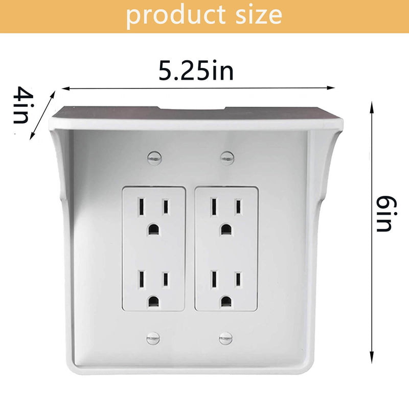 2 Pac White Double Wall Outlet Shelf-Home Wall Shelf Organizer for Outlets, Perfect for Bathroom, Kitchen, Bedrooms with Cord Management and Easy Installation