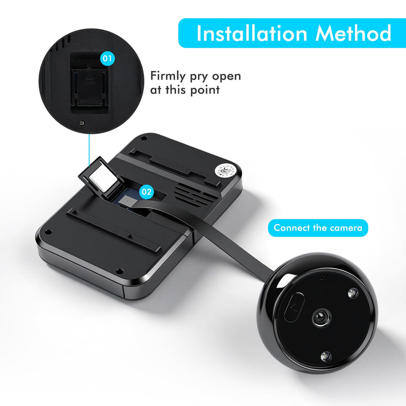 Digital Door Viewer, 2.4in Smart Door Viewer TFT LCD Screen Display 0.3MP 95° Wide Angle Camera Photo Recording, Peephole Camera for 0.59-0.98in Diameter Door Hole