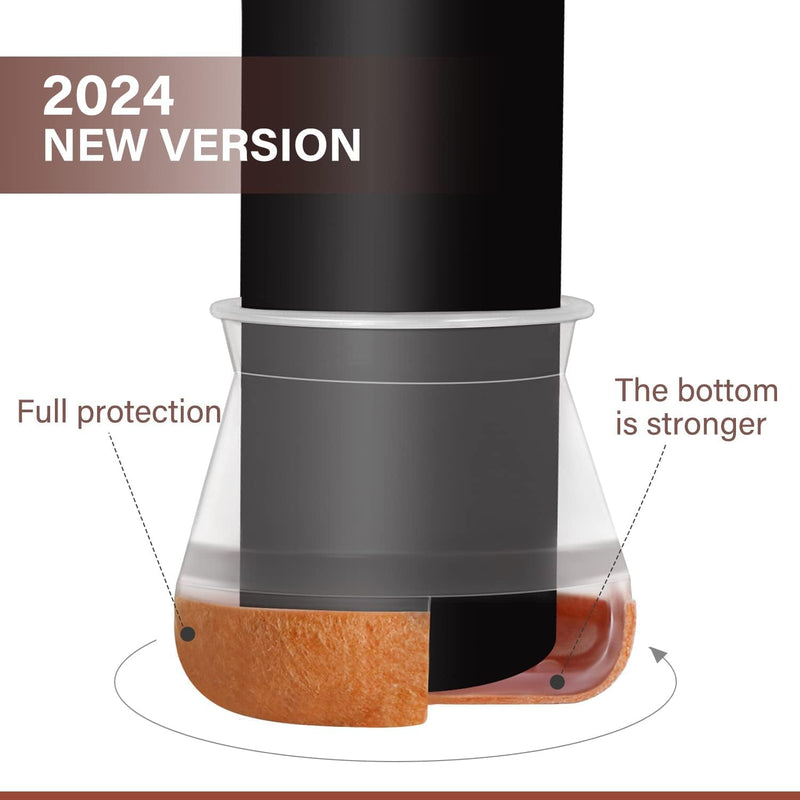 YOZON Chair Leg Floor Protectors for Hardwood Floors Felt Furniture Pads Silicone Caps 32 Pack Non Slip Reduce Noise Clear Round Medium Fit 3/4"~1-3/16" (19-30mm) Clear-32pcs
