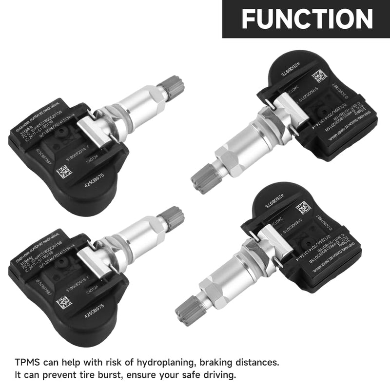 315MHz TPMS Sensor, Tire Pressure Monitoring System Sensor - Compatible for Mitsubishi Outlander, Lancer, i-MiEV, Outlander Sport - Replace Part 4250B975 Set of 4