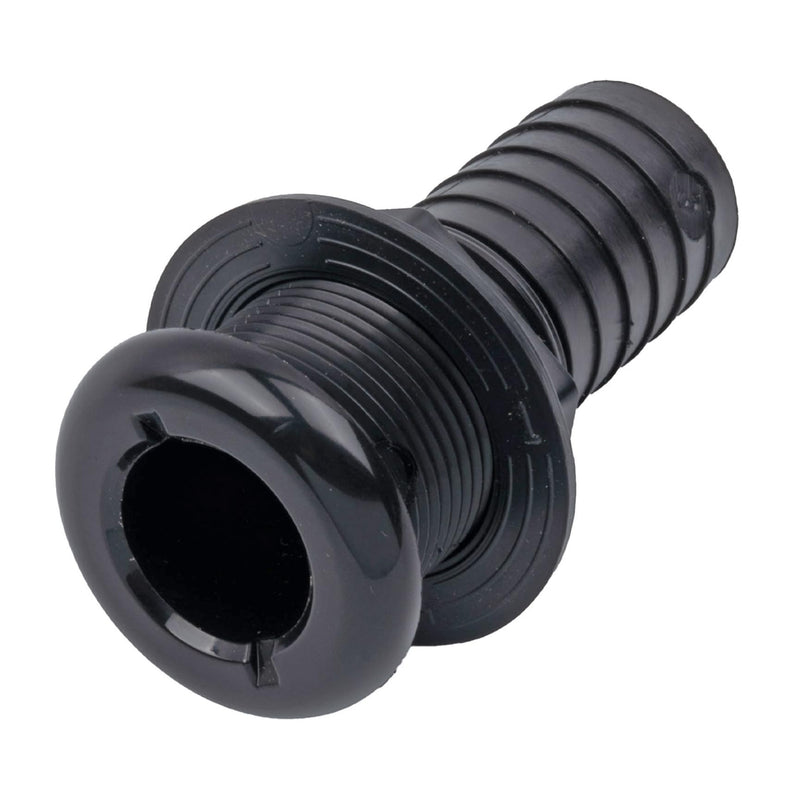 T-H Marine Thru-Hull Fitting - Straight 1-1/8 Inch Hose Barb, Black - UV Stabilized Molded Virgin Material for Consistent Fit - Secure Hose Connection for Livewell and Bilge Plumbing