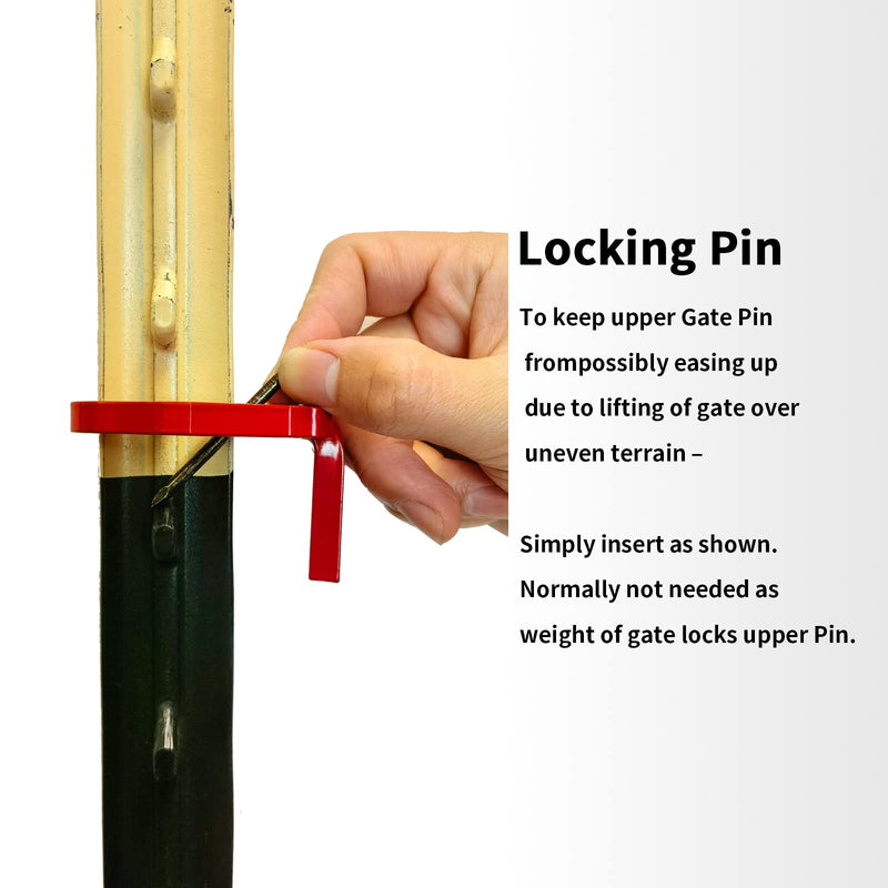 T-Post Gate Hinge Pins, Metal T Post Gate Hanger with 5/8 Pin, Outdoor Chain Link Fence Gate Hanger for Farm Gate, Garden Gate