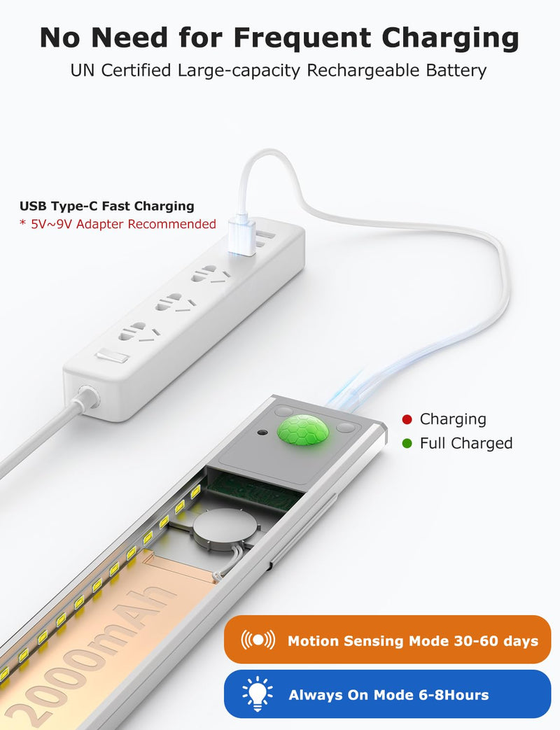 56LED Under Cabinet Lighting Wireless w/Remote, 11.8'' Motion Sensor Light Indoor Rechargeable Under Cabinet Lights, Magnetic Closet Lights Battery Operated, Under Counter Lights for Kitchen (4) 11.8 Inch 4