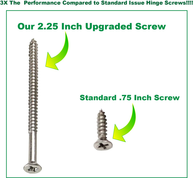 Satin Silver Nickel Finish Wood Screws 9 X 2-1/4 Inch – Extra Long Steel Door Hinge Screws - Door Security Screws - 24 Pack
