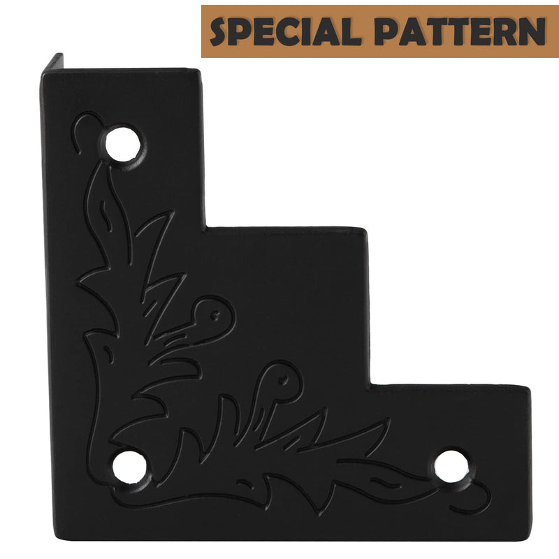 Black Metal Corner Protector 3.3 * 3.3 * 1 in Decorative Wood Funiture 4pcs Barn Sliding Door Corner Guards Metal Table Corner Antirust Zinc Alloy Edge Cover Bracket with Screw Black