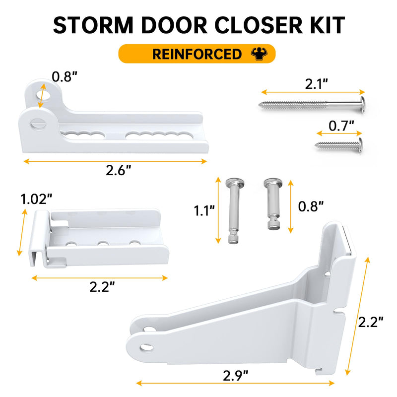 Reinforced Storm Door Closer Bracket Kit Compatible with Andersen, Emco, Larson,Pella,40201 Door Repair Kit, Screen Door Closer Replacement Part for Storm Door, White