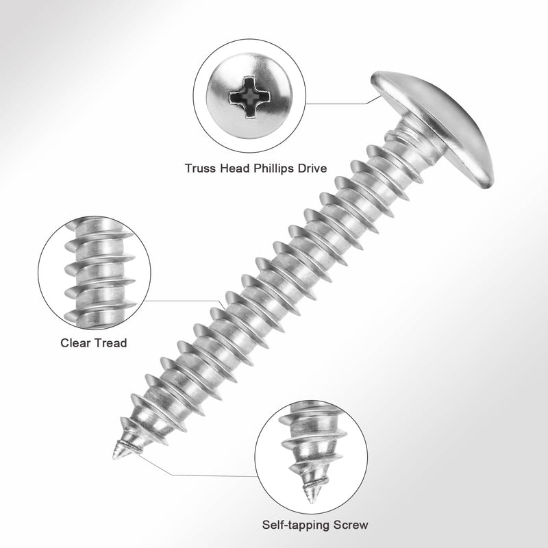 #10 x 2 Wood Screws Truss Head Phillips Drive 304 Stainless Steel Self Tapping Screws 100pcs HS/ZGLS-03 #10 x 2"