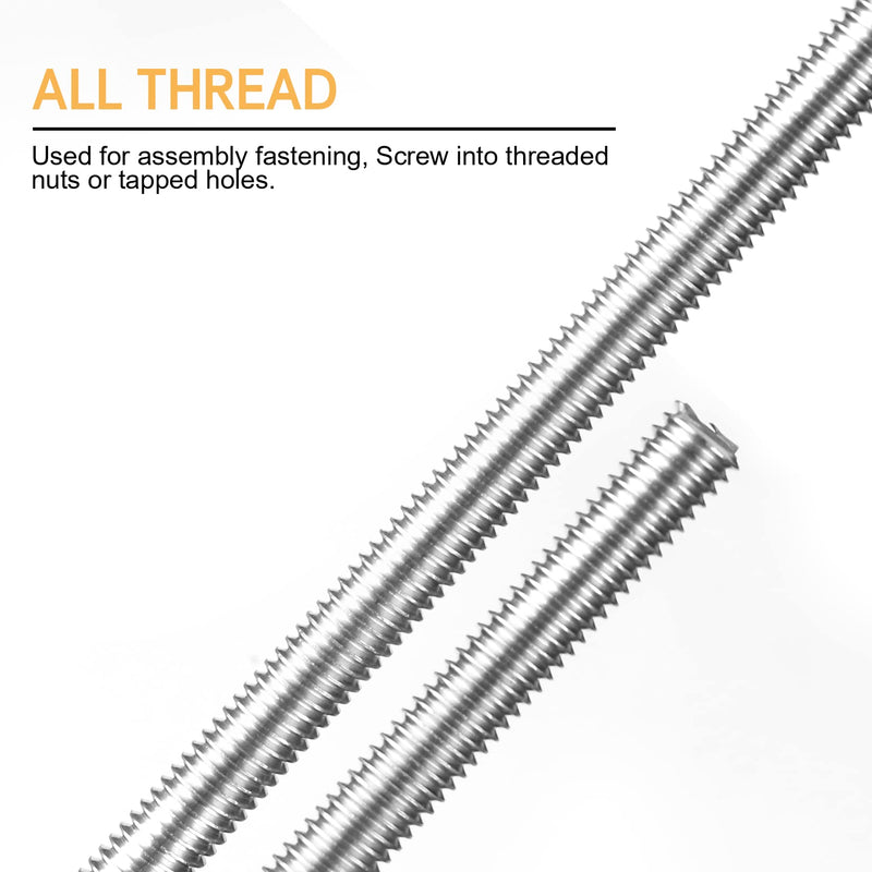 Pack of 5 304 Stainless Steel M6-1.0 Fully All Threaded Rod, Long Threaded Screw, Right Hand Threads, 250mm Length