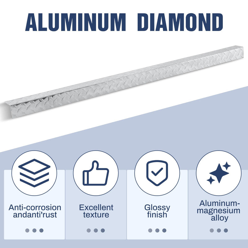 Yaocom 1.97" x 1.97" x 47.3" Aluminum Diamond Plate Angle, 16 Gauge 063 Inch Metal Wall Corner Protector for Edge Guard