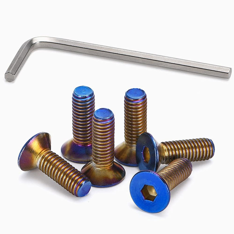 6pcs Steering Wheel Screw Bolts Taper M5×0.8 Length 15mm Burnt Titanium Finish Flat Head