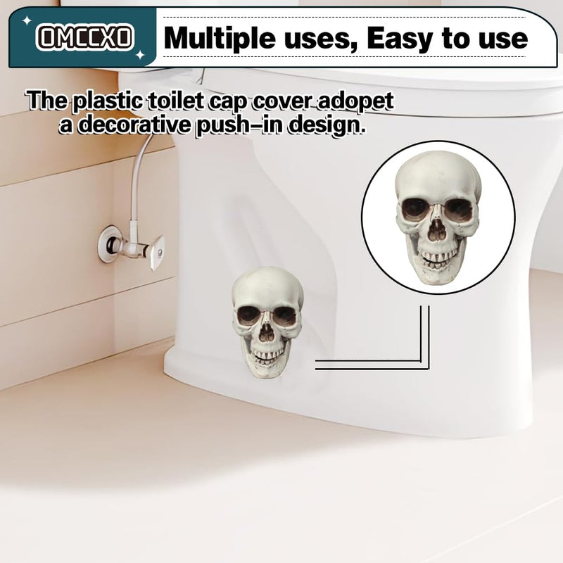 2Pack Skull Toilet Bolt Caps,Toilet Bolt Covers Decorative,Fun Skull Toilet Bolt Covers，Universal Toilet Bolt Caps Toilet Caps for Bottom of Toilet (Plastic Skull) Plastic Skull