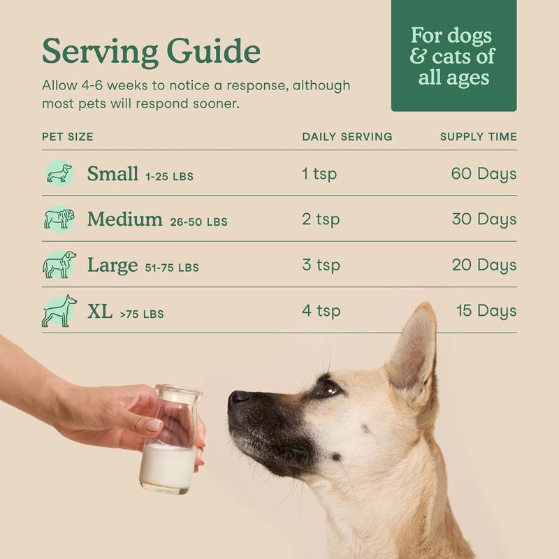 Fera Pets Goat Milk - Cat & Dog Hip and Joint Support with Glucosamine, MSM & Green Lipped Mussel - Supports Flexibility, Mobility & Bone Health - for Picky Eaters - 60 TSP Hip & Joint