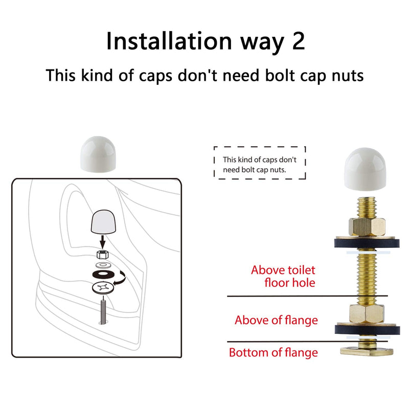 Hibbent Toilet Floor Bolts and Caps Set, Universal Toilet Bowl to Floor Bolts Solid Brass, Including 2 Brass Bolts, 4 Bolt Caps with Nuts/Washers Toilet Bolts Heavy Duty Bolts Closet Bolt Set