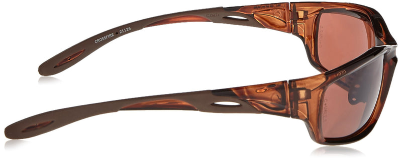 Crossfire 21126 Infinity Premium Safety Glasses, HD Brown Polarized Lens - Crystal Brown Frame, Regular Polarized Brown Lens Standard