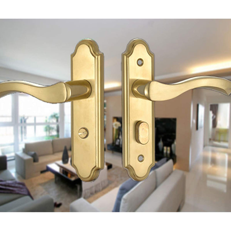 Stainless Steel Door Levers, Interior Door Levers Wooden Door Steel Door Iron Door Levers, Hole Center 125mm Scroll Door Handle Knob Locks, Bolt Length 40mm, Gold, 1 Pcs 40 mm