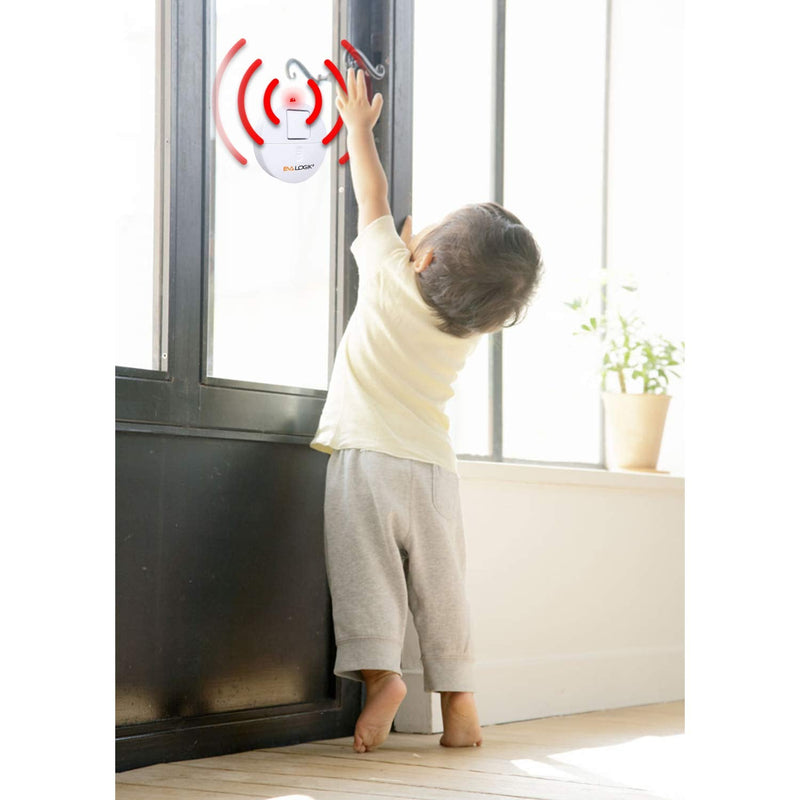 EVA LOGIK Modern Ultra-Thin Window Alarm with Loud 120dB Sound and Vibration Sensors Compatible with Virtually Any Window, Glass Break Alarm Perfect for Home, Office, Dorm Room- 8 Pack