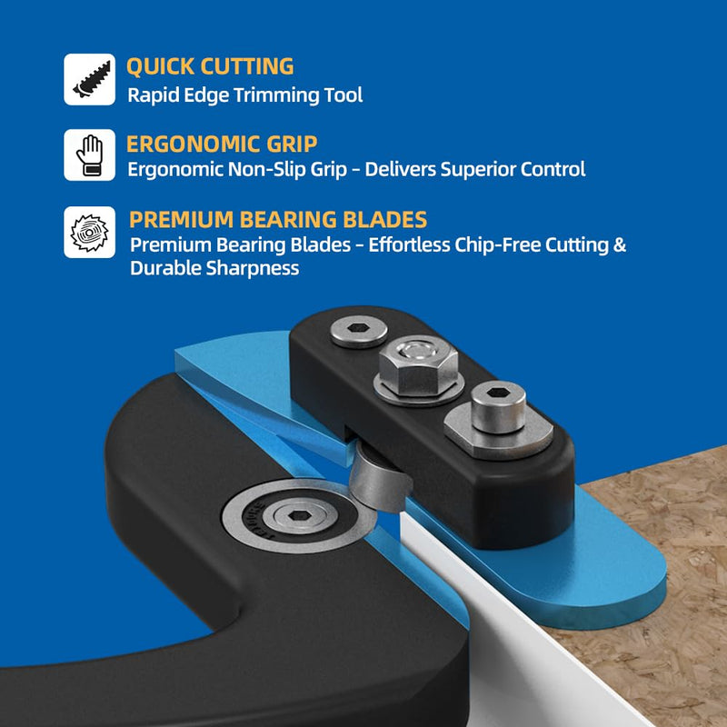 Edge Banding Trimmer - Dual-Eccentric Bearing System for Precise Trimming, Cuts PVC, Melamine, Laminates, Box, ACP, VinyI Panels, Free 5 Woodworking Saw Blades
