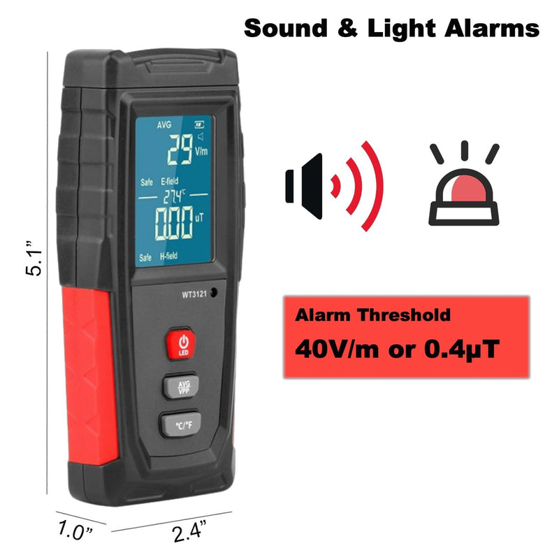 EMF Detector, Rechargeable EMF Meter, LCD Handheld Electromagnetic Field Radiation Detector, EF MF EMF Reader for Home Office Indoor Outdoor Ghost Hunting Equipment