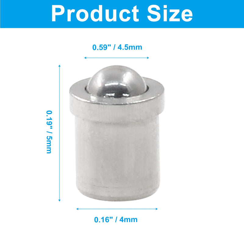 24Pcs Spring Plunger,Stainless Steel Ball Plunger, Ball Catch Latch Catcher for Door Cabinet Closet Drawer Ball Plunger(4x5mm) 4 x 5
