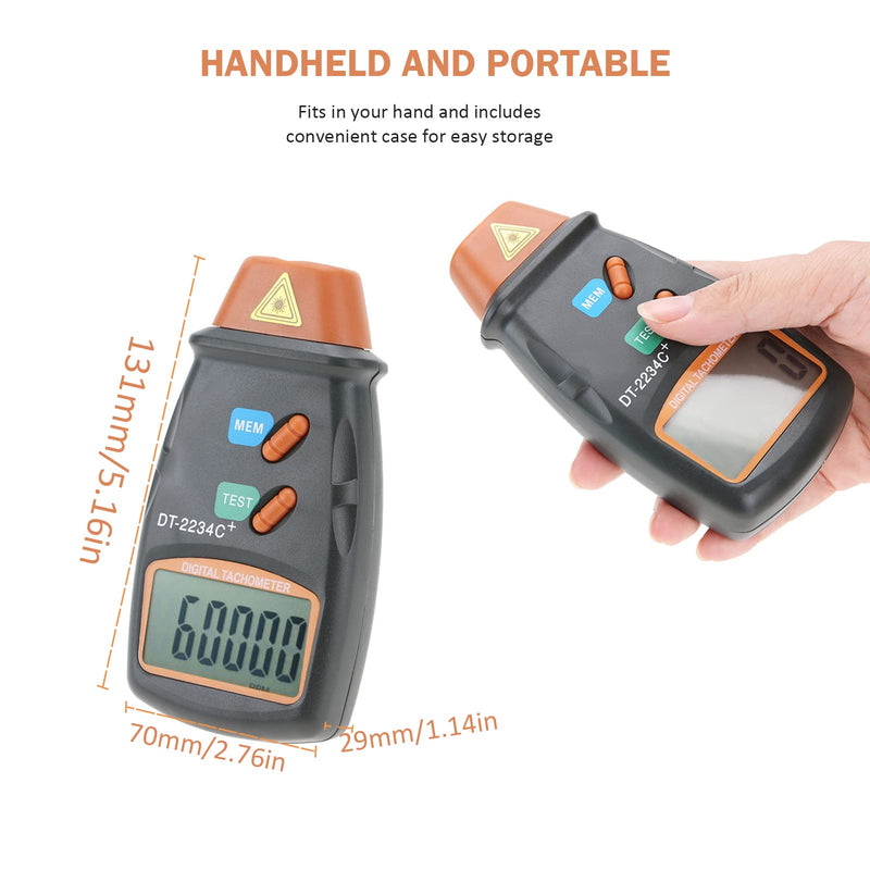 Digital Tachometer, Non Digital Photo Tachometer RPM Meter, with LCD Display, 2.5 to 99, RPM Range