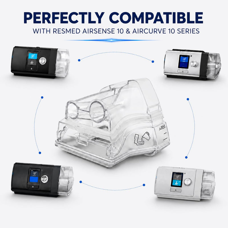 Elvaron WT-10 Replacement Water Chamber for Air sense and Air curve 10 - Leakproof 380ml Clear Humidifier Tub, Easy-Fill Water Tank for S10 Series CPAP Supplies