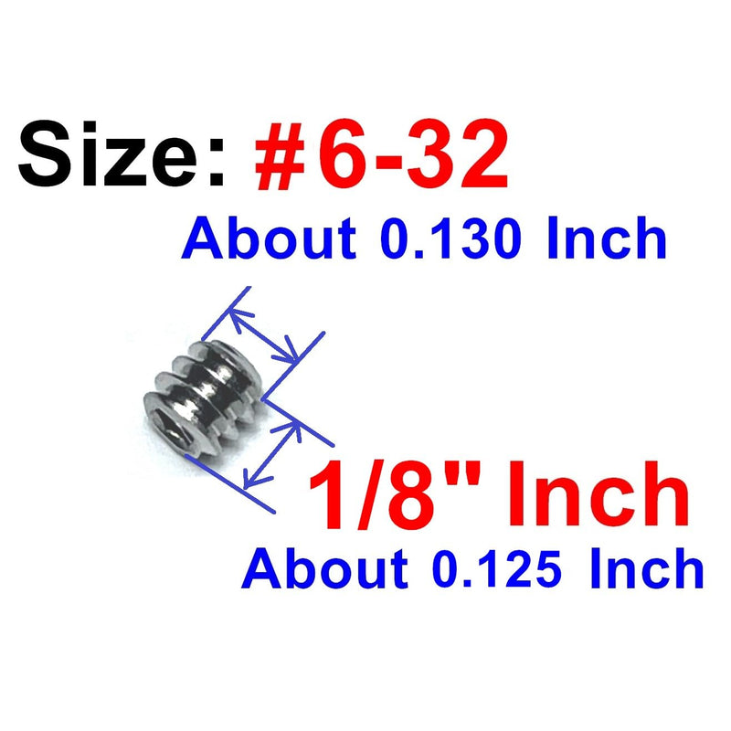 50pcs Set Screws 6-32 x 1/8 inch 304 Stainless Steel Allen Head Hex Hexagon Socket Set Screws with 1/16 Allen Wrench,Set Grub Screws Hex Allen Head Socket Set Screw.(1/8" Length)