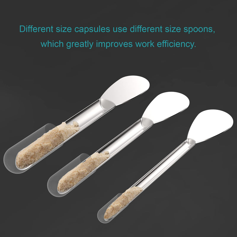 11Pcs Capsule Filling Machine Kit for Pill Filler All Sizes # 000 00 0 1 2 3 4 5- Micro lab Spoons Spatula Tool for Gel Capsules Empty Quickly Fill Tray with Herb Powder Tamper Tools