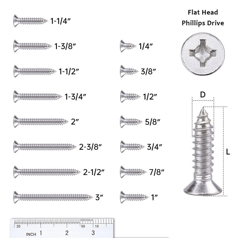 #10 x 2-1/2" (30 pcs) Stainless Flat Head Phillips Drive Sheet Metal Tek Screws, 304 (18-8) Stainless Steel Screw for Wood, Countersunk Head Wood Screw, Self Tapping Screws #10 x 2-1/2" 30