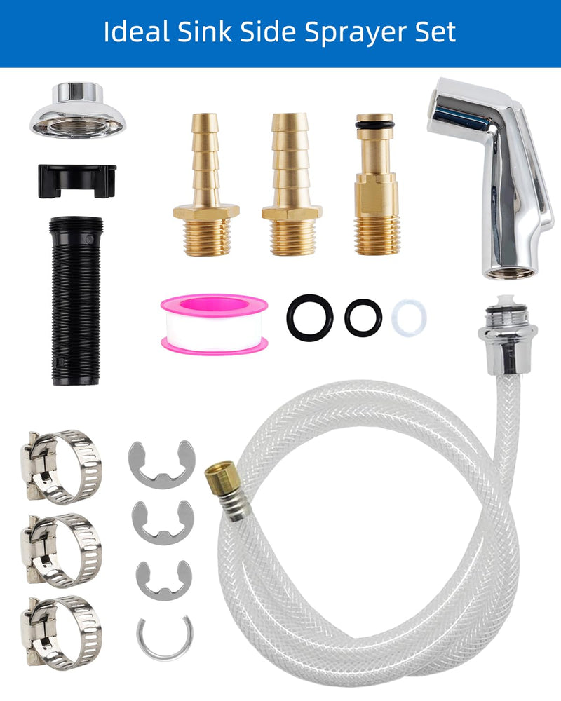Kitchen Sink Side Sprayer with Quick Side Connector Compatible with Moen Faucet Sprayer Replacement, Kitchen Sink Faucet Sprayer Attachment with Water Hose/Holder, Chrome Finish