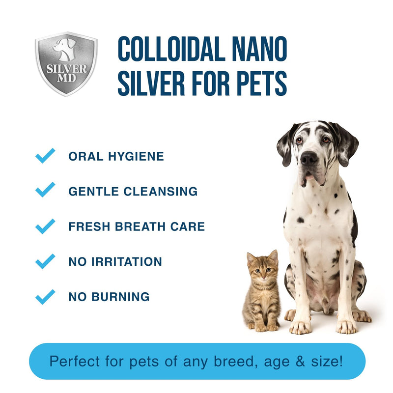 Pet Dental Care Spray for Dogs & Cats, Breath Freshener & Oral Hygiene Solution with Nano Silver & Tartar Buildup Support, Teeth Cleaning Gum Spray, Gentle Formula, No Brushing, 4 Oz