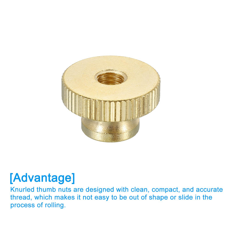 uxcell Knurled Thumb Nuts, 6Pcs M6 x D20mm x H12mm Brass High Head Through Hole with Collar High Head Through Hole Round Knobs Fasteners for 3D Printer Parts, Machine Tools 6