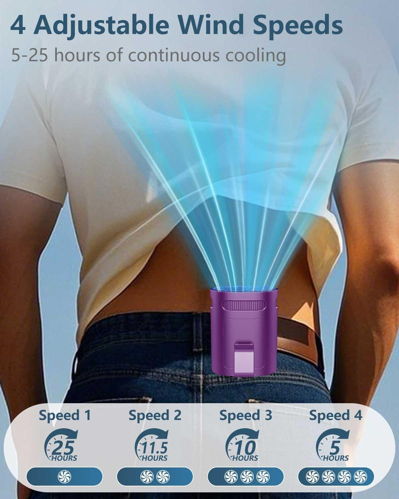 Portable Fan Rechargeable Waistband-Compact Lightweight Waist Fan Clip On Undershirt Pant Belt Pocket,Purple Noiseless Personal Cooling Fans Hangs for Your Neck,Waist Band Body AC for Woman Man Kid Dark Purple