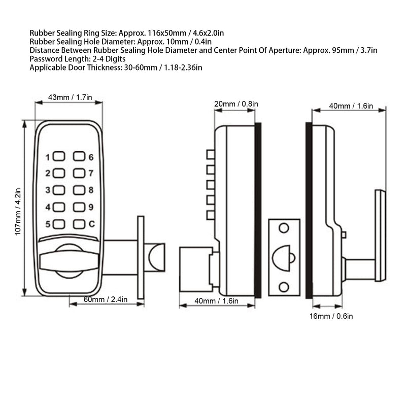 Mechanical Password Lock - Keyless Entry Digital Pass Code Security Lock for Office & Home