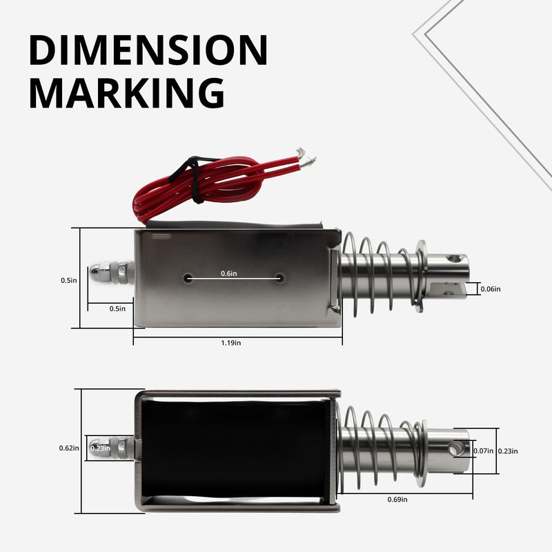DC12V 600mA Push Pull Solenoid, 6N, 10mm Linear Solenoid, Open Frame Type Solenoid Electromagnet, Solenoid Actuator in Automatic Switch Control 0530B-12V