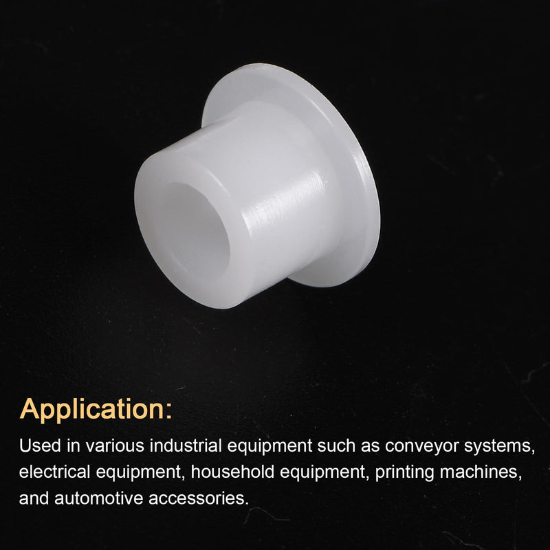 uxcell 12pcs Flanged Sleeve Bearings Plastic Bushings 6.1mm Bore x 9.9mm OD x 8.3mm Length Nylon Bushings, White 12