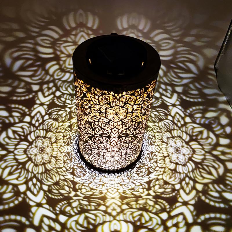 Acouto Lamp Shade for E27 E26 Bulb Hollow Carving Metal Cylindrical Circular Pattern Detachable Decorative Nightstand Table Lamp Shade Lampshade for Table Lamp and Floor Light