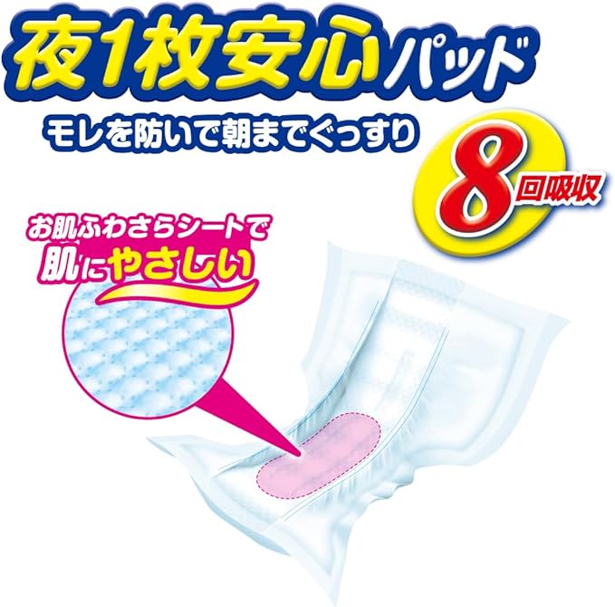 Attent, 1 Piece of Safety Pad at Night, Prevents Leakage, Absorbs 8 Times, 28 Sheets, 12.6 x 24.8 inches (32 x 63 cm), Tape-type [Large Capacity] - NewNest Australia