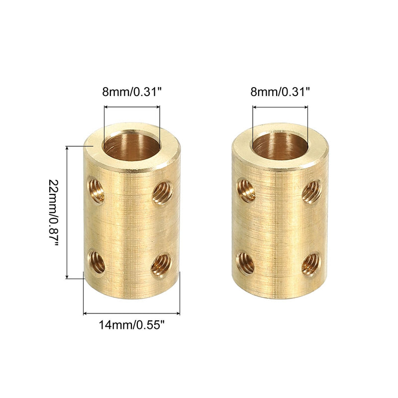 PATIKIL Shaft Coupler Connector L22 x D14 8mm to 8mm Bore Rigid Coupling Motor Shaft Joint Connector with Screw for 3D Printers 4Pack