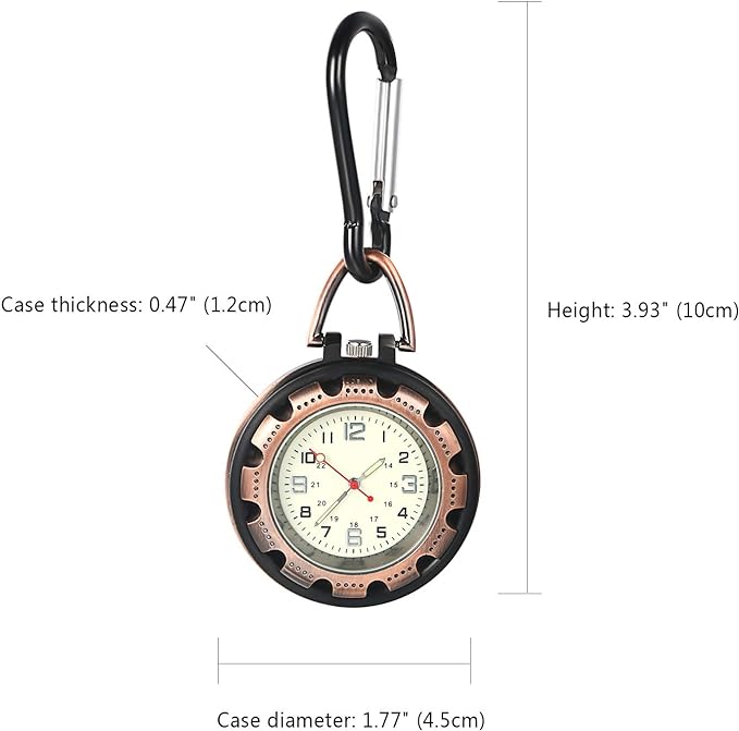 JEWELRYWE Nurse Watch, Luminous Dial, Watch Key Chain, Nasukan, Simple, Backpack, Bag, Pocket, School Bag, Pocket Watch, red - NewNest Australia