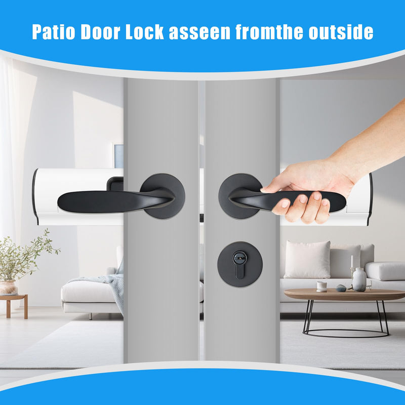 French Door Security Keyless French Patio Door Security Lock Aluminum Alloy Double Door Easy Install Double Door Handle Lock Only Works with 2 Horizontal Handles (NO Alarm) White